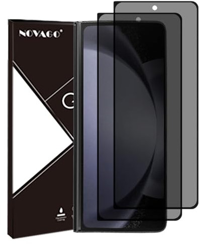 NOVAGO Compatible con Samsung Galaxy Z Fold5 5G – Juego de 2 protectores de pantalla de cristal templado resistente 0,33 mm 9H (tintado antiespíón)