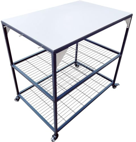 Outdoor Grill Table/Grill Cart Pizza Oven Table for Outside/Indoor & Outdoor Cooking Station/Grill Cart with Wheels/Metal Work Table for Ooni Blackstone Griddle