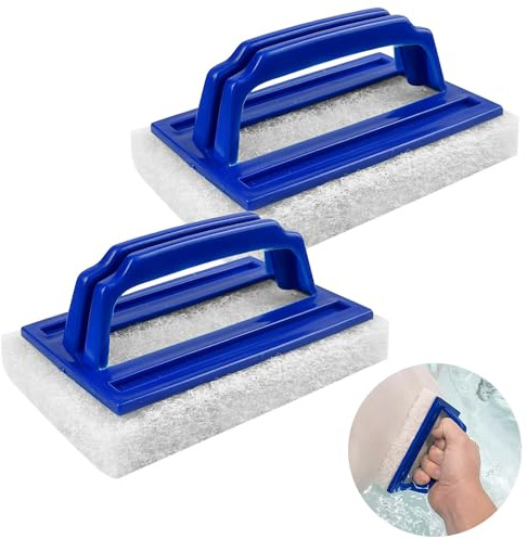 Spazzolone Piscina, 2pcs Piscina Spazzola Spugna, Spazzolone Piscina con Impugnatura, Piscina Spazzola Spugna Durevoli, Spazzolone Piscina per Spa, Piscina, Vasca da Bagno, Sporco per Pulizia (Blu)