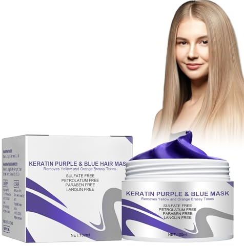 Acondicionador Antiamarillo Color Purple, 100ml Mascarilla Morada Con Keratina Mascarilla De Pelo Morado Máscara Para El Cabello Dañado, Acondicionador Y Reparación De Cabello Seco,Dañado Y Decolorado