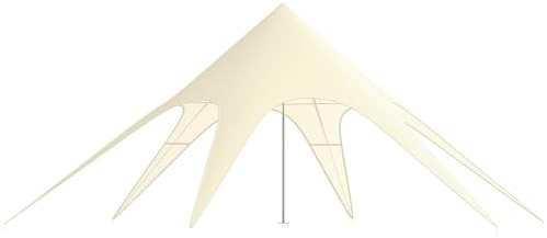 Outsunny Tente de Jardin XXL en étoile bâche Anti-Pluie Voile d'ombrage Toile de Camping 10 x 10 x 4 m Polyester Haute densité 210D imperméable Beige