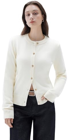 SUUKSESS Women Chunky Cashmere Blend Cardigan Sweaters 2025 Trendy Fall Fashion Button Up Long Sleeve Knit Outfits(Cream White M)