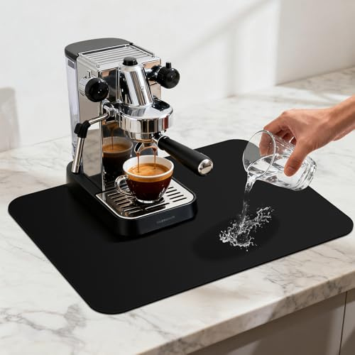 HOTUT Secado Rápido Alfombrilla Cafetera, 40x30cm Alfombrilla Cafetera Impermeable y Antideslizante, Estera Fregadero Antideslizante Encimeras para Cocinas, Cuberterías, Cafeteras y Beber Mascotas