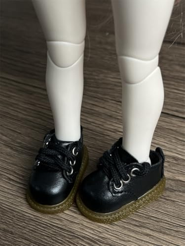 LGJFDL 1/6 storlek docka söt body skor liten båt för 45 cm boll fogade dockor tillbehör (vit/svart) (svart)