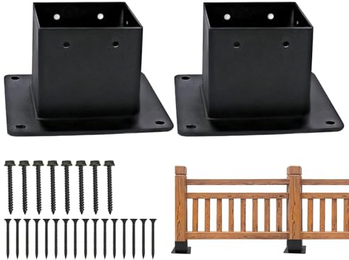 Stolpbas för terrass, 2 st stolpbas innerstorlek 8,4 x 8,9 cm | stödfot för pergola - för staket trädgård inhägnad uteplats bakgård lusthus