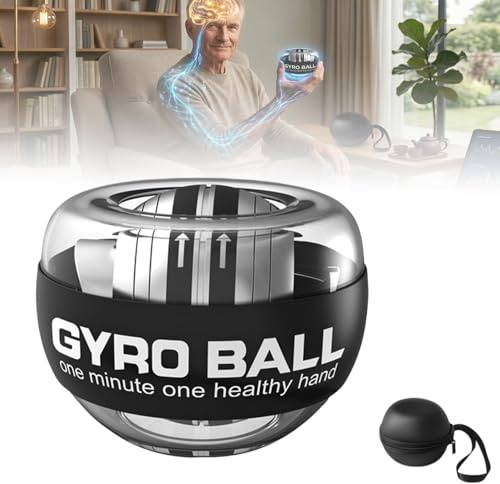 NeuroSpin Hand Grip Strengthener, gyro ball with Storage Bag, Progressive Resistance Wrist & Forearm Exerciser for Brain-Hand Coordination, Ergonomic Portable Hand Trainer for Seniors (Black)