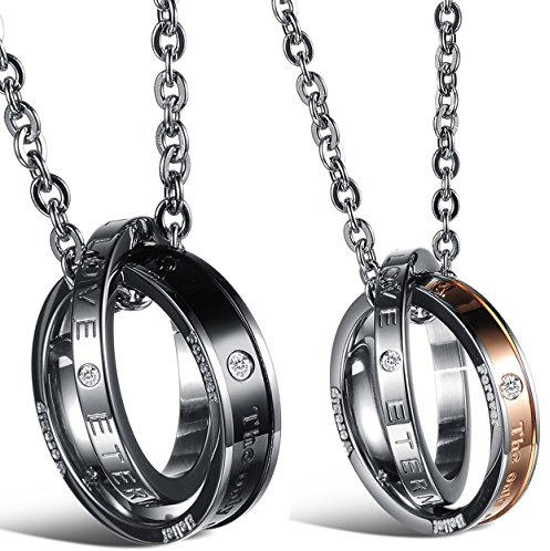 OIDEA 1 paio (2 pezzi) di collane dell'amicizia con ciondolo, corona in acciaio inox, ciondolo per partner con catena da 45 cm e 55 cm, per uomo e donna e Acciaio inossidabile, cod. Oidea1052