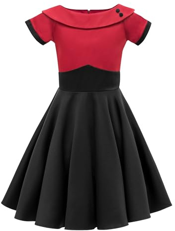 BlackButterfly Robe Fille Valerie Bicolore Cérémonie | Jupe cercle, Manches courtes, Col rabattu, Taille en pointe, Doublée, Zip dos, 3-14 ans