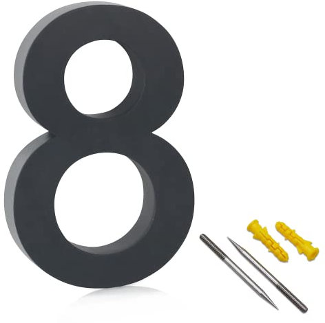 Lukadria 3D Hausnummer 8 - rostfreie Zahl in Anthrazit-Grau RAL 7016 für die Hauswand - witterungsbeständige Haus-Nummer aus Edelstahl V2A - 20 cm hoch