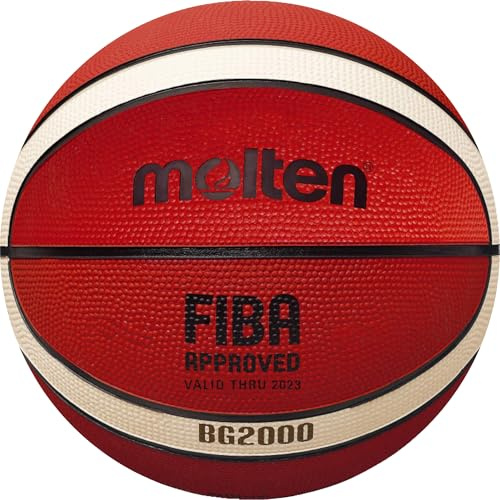Molten B7G2000 Basketball, Trainingsball, Gummi, griffig, 12 Felder, orange/Ivory, Größe 7, Paketeinheit 36