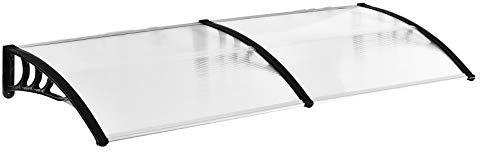 Outsunny Auvent de Porte d'entrée, Toit Marquise de Porte Exterieur en Polycarbonate et Aluminium résistante Toit abri Protection Contre la Pluie et UV pour terrasse, Balcon, 195 x 75 cm, Transparent