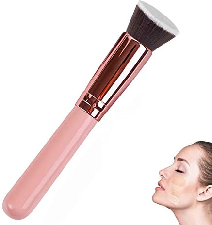 Olakin Make-Up Pinsel, Foundation Pinsel, Schminkpinsel, Kosmetikpinsel, Flacher Kosmetikpinsel Ideal für Cremige, Pudrige oder Flüssige Foundation(Roségold)