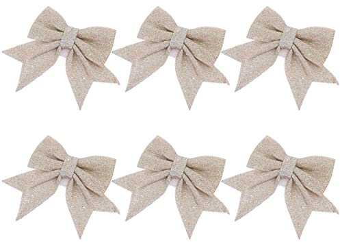 Schleife Glitzer Leuchtend Weihnachtsbaum Band Schleifen Weihnachtskranz Bogen Christbaumanhänger Weihnachtsbaumschmuck für Weihnachten Urlaub Hochzeit Deko 6 Stück