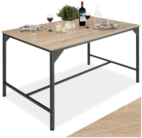 tectake® Table à manger 120 x 75 x 75 cm pour Salle à manger, Table cuisine Style industriel Tables de salle à manger 4 places, Meuble industriel, Meuble Salon Séjour Cuisine Bois et Acier, Bois clair