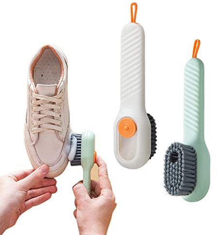 2 PCS Shoes Brush, Cleaning Brush with Liquid Box, Multifunctional Brush for Cleaning, Cleaning Tool for Home,Kitchen,Bathroom.(White,Green)