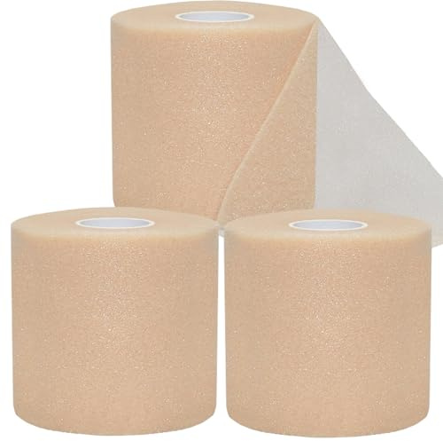 ADMITRY Pre Wrap Tape Athletic,3 Rolls X 22 Yards Beige Prewrap