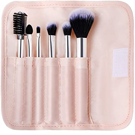 Syntetisk borst makeupborstset – rosa, 7 delar