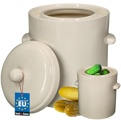 KOTARBAU® Sauerkraut - Pentola per fermentazione, per cetrioli, in gres porcellanato, 10 l, con coperchio, in ceramica