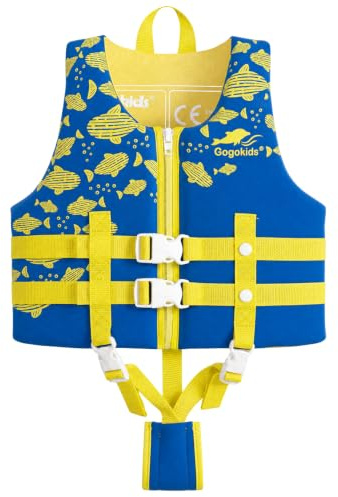 Gogokids Kids Swim Vest with Dual Adjustable Strap, Toddler Swim Vest for Kids 20-30-40-50-60 lbs, Child Swim Jackets for 2,3,4,5,6,7,8 Years Boys Girls