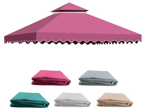 Toile de Rechange pour Tonnelle de Jardin, 3x3m Toit avec 2 Étages, Protection Solaire et Ventilation Amovible - Toile Idéale pour Pavillon