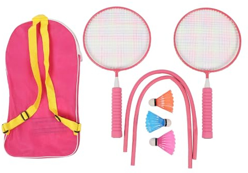 Raquettes de Badminton pour Enfants, Ensemble de Raquettes de Badminton pour Enfants avec 3 Volants, Sac de Transport, Sangle de Poignée pour Jeu de Sport en Intérieur et en (Pink