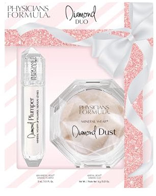 Physicians Formula Mineral Wear Diamond Duo Set, Makeup Set con Cipria Trasparente Fissante e Rimpolpante Labbra, Formule Nutrienti con Minerali Illuminanti e Vitamina E per un Makeup Luminoso