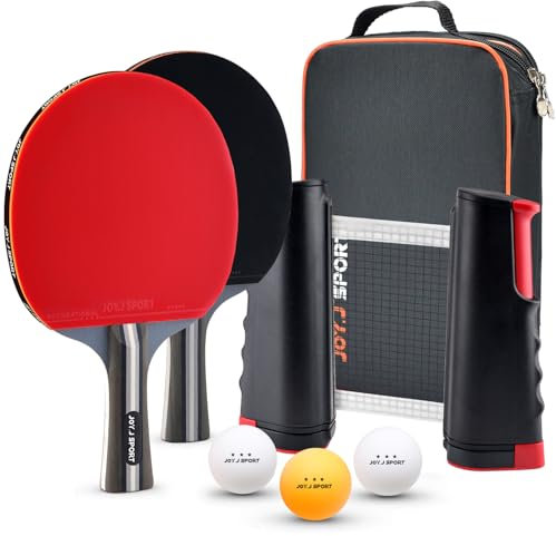 Tischtennisschläger mit Ball, 2 Tischtennisschläger + 3 Tischtennis-Bälle + Ausziehbare Tischtennisnetz + Kompakte Aufbewahrungstasche Ideal Für Kinder Erwachsene Anyhere Aktivität