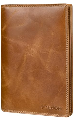 STILORD Larin Fahrzeugschein Hülle Leder Reisepasshülle - Ausweishülle Echtleder für KFZ Schein Impfausweis Zulassungsschein Mutterpass Schutzhülle Jagdschein Etui RFID Farbe:Perugia-braun
