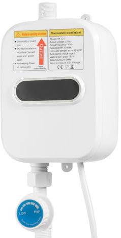 3500W Mini Durchlauferhitzer,Thermostatische Funktion Klein Elektro Durchlauferhitzer,Elektrischer Warmwasserbereiter mit digitalen Temperaturanzeige Ausgestattete Dusche Edelstahl-Duschschlauch