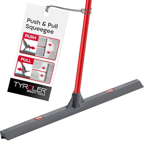 Tyroler tryck och drag våtrum golv skrapa kraftig | 60 cm huvud | | Huvud 100 % silikon | 140 cm aluminium 4-delat långt handtag gummimopp för duschar, badrum, kakel, garage och uteplats golv