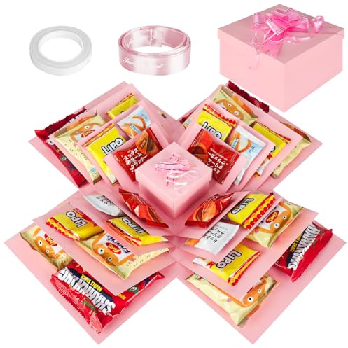 YYTECH Caja Sorpresa, Explosion Box, Caja de Regalo Hecha a Mano, Álbum Explosión, para Navidad, Cumpleaños, Aniversario, San Valentín (C)
