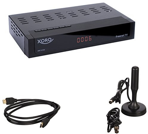 Xoro - Récepteur RT 8719 Full HD HEVC DVB-T/T2 - H.265, HDTV, HDMI - Système d’accès Irdeto sans Carte pour freenet TV - Lecteur Media - USB 2.0-12 V - Noir