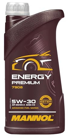 Mannol 1 Litre Energy Premium 5W-30 Engine Oil 7908 ACEA C2 Universal Synthetic Ester Technology - Packaging may Vary
