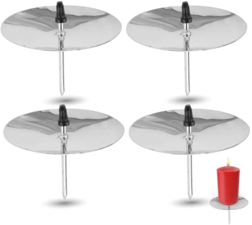 4X Kerzenhalter Silber Kerzenteller Adventskranzstecker Kerzenstecker für Adventskranz Weihnachten Adventskranzhalter mit Dorn