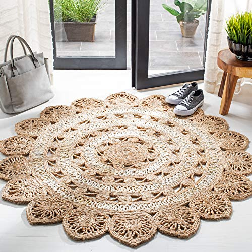 SAFAVIEH Natural Fiber Round Collection 3' Round Ivory NF160B Handmade Boho Charm Farmhouse Jute Area Rug