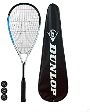 Dunlop Hyper Lite Nano Squash Racket, Full Protective Cover & 3 Squash Balls