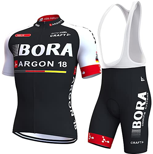 louizumify Maillot Ciclista Profesional de Manga Corta para Hombre, Material de Alto Rendimiento, Transpirable y con protección Solar, Secado rápido, 3 Bolsillos Traseros