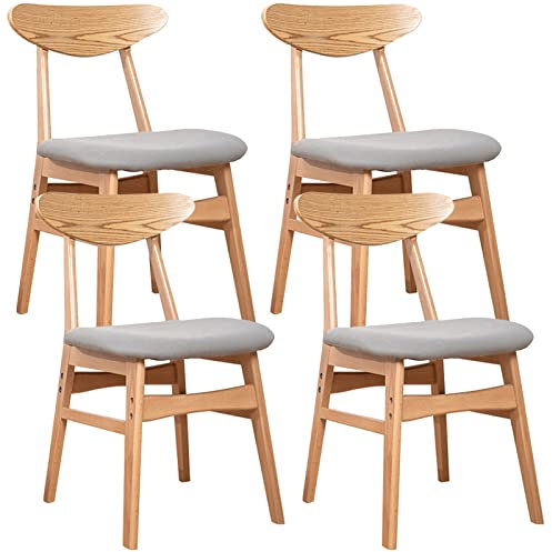 Massivholzstühle Wohnmöbel Restaurant Kücheninsel Hocker 4 Stück, Rückenlehne und wissenschaftliches Stoffkissen, Sitzhöhe 43 cm (Farbe: Grau) Interesting