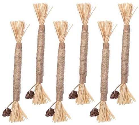 Qianxihu 6 Pcs Cat Toys Silvervine Chew Sticks for Cats, Natural Catnip Toys for Indoor Cats Kitten Teething, Cat Dental Sticks for Teeth Cleaning and Stress Relief