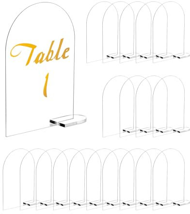 QWORK® 20 pièces Porte numero de table mariage 10x15 cm, Plaque acrylique transparent, Élégant et réutilisable