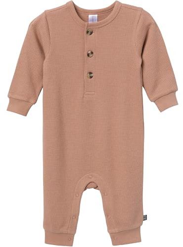 Modern Moments by Gerber Baby Boys' Long Sleeve Long Leg Slouch Romper, Taupe, 18 Months