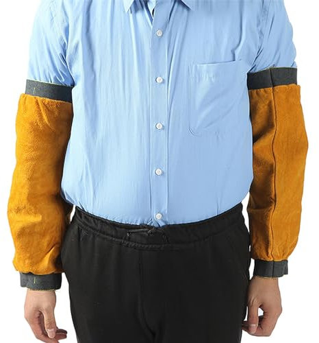 1 Paar Arbeitsschutzhülle, Arbeitsschutzhülle Ärmel, Arbeitsschutzhülle Schweißerhandschuhe, Praktische Arbeitsärmel Schweißarm, Leder Armschutz Hitzebeständige