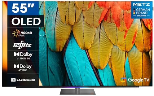 Metz MOD9500 Smart TV 55, OLED, Google TV, 4K 120Hz, HDR10+, Dolby Vision IQ, 6 Speakers 2.1 54W, Dolby Atmos, Base Girevole, Voice Control, DVB-T2/S2/C, HDMI, CI+, Nero