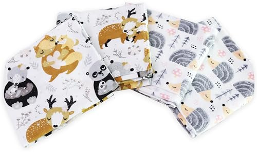 FENSILO Panni in molton, 80 x 80 cm, confezione da 4 pannolini in flanella in 100% cotone, per bambini o ragazze
