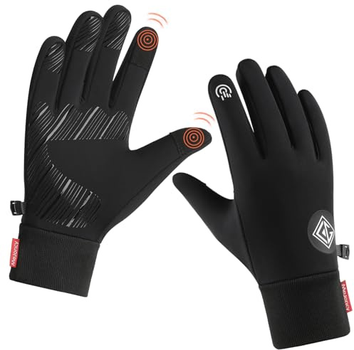 CRAZY SHARK Winter Warm Gloves, Anti Slip Touchscreen Thermal Gloves for Men & Women, Waterproof Windproof Cycling Gloves, Black Running Gloves for Hiking Climbing Driving Riding