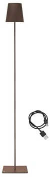 BEPER P201UTP405 Lampada da terra XL con altezza regolabile, Lampada da scrivania 2,5W, Lampada ricaricabile cavo USB type-C, 3 tonalità di Luce, Corten