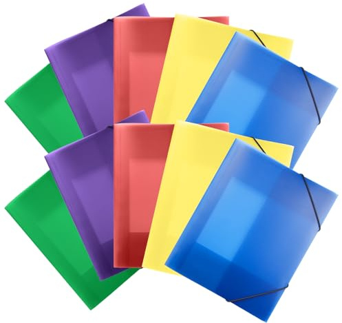 FRETONBA 3 Unidades Carpeta Plastico A4 Cierre con Correa Elástica | Material PP Resistente y Duradero,Carpeta Fundas a4, Multicolor