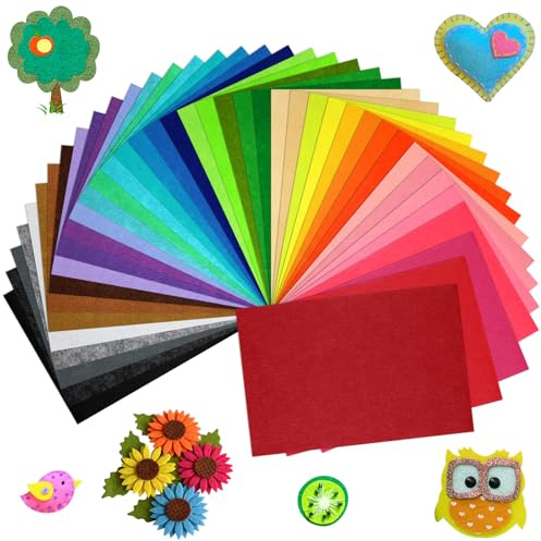 BOUBONI 20/40 Pcs Soft Felt Fabric Sheets, 8 x 12, Assorted Colors for Crafts, DIY, Handcraft, Sewing, Squares, Patchwork, Nonwoven
