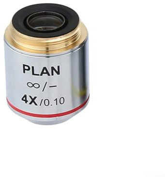 Lente de objetivo, lente de objetivos acromáticos de microscopio 4X10X20X, rosca RMS de 20,2 mm, para aplicaciones científicas, observaciones detalladas (4X)