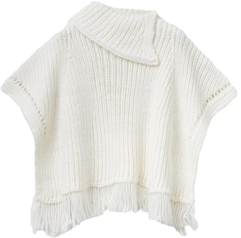 United Colors of Benetton Mantella 115hqu012 Poncho et Capes tricotés, crème, 170 cm Filles et Filles